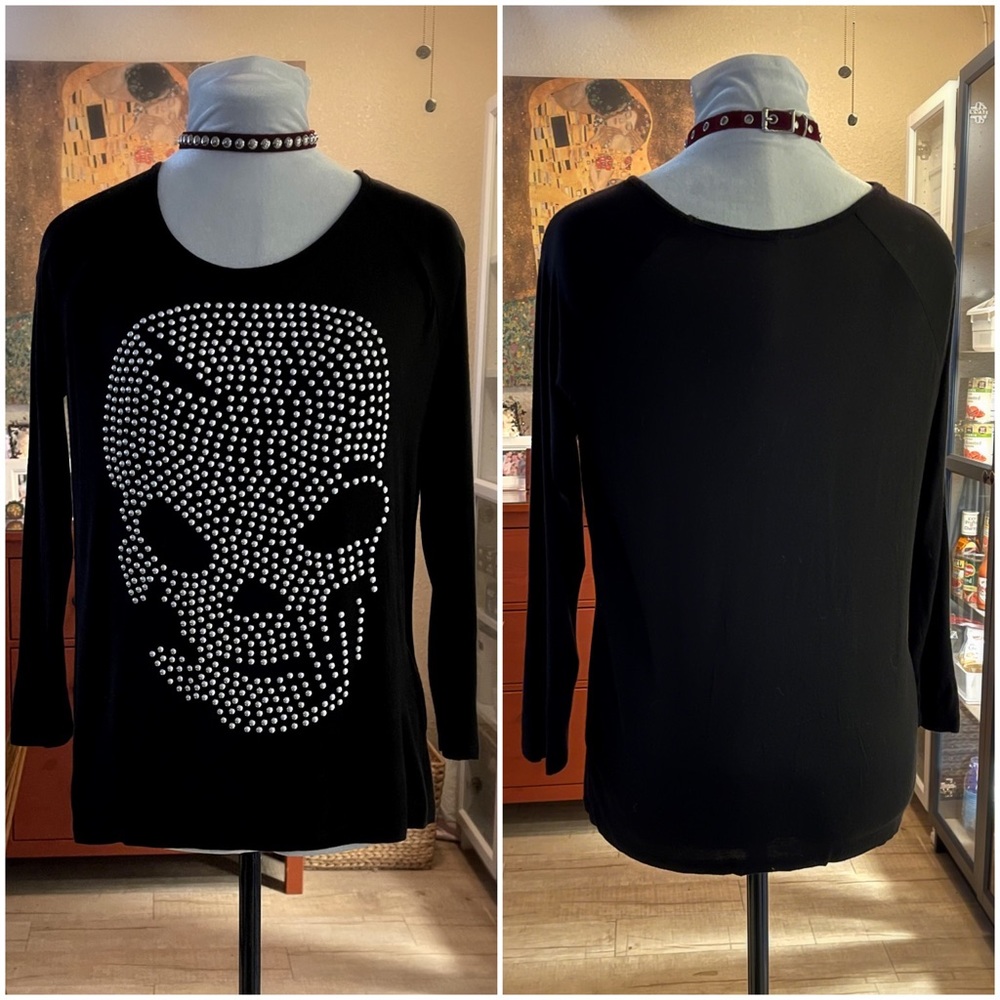 Black Studded Skull Shirt